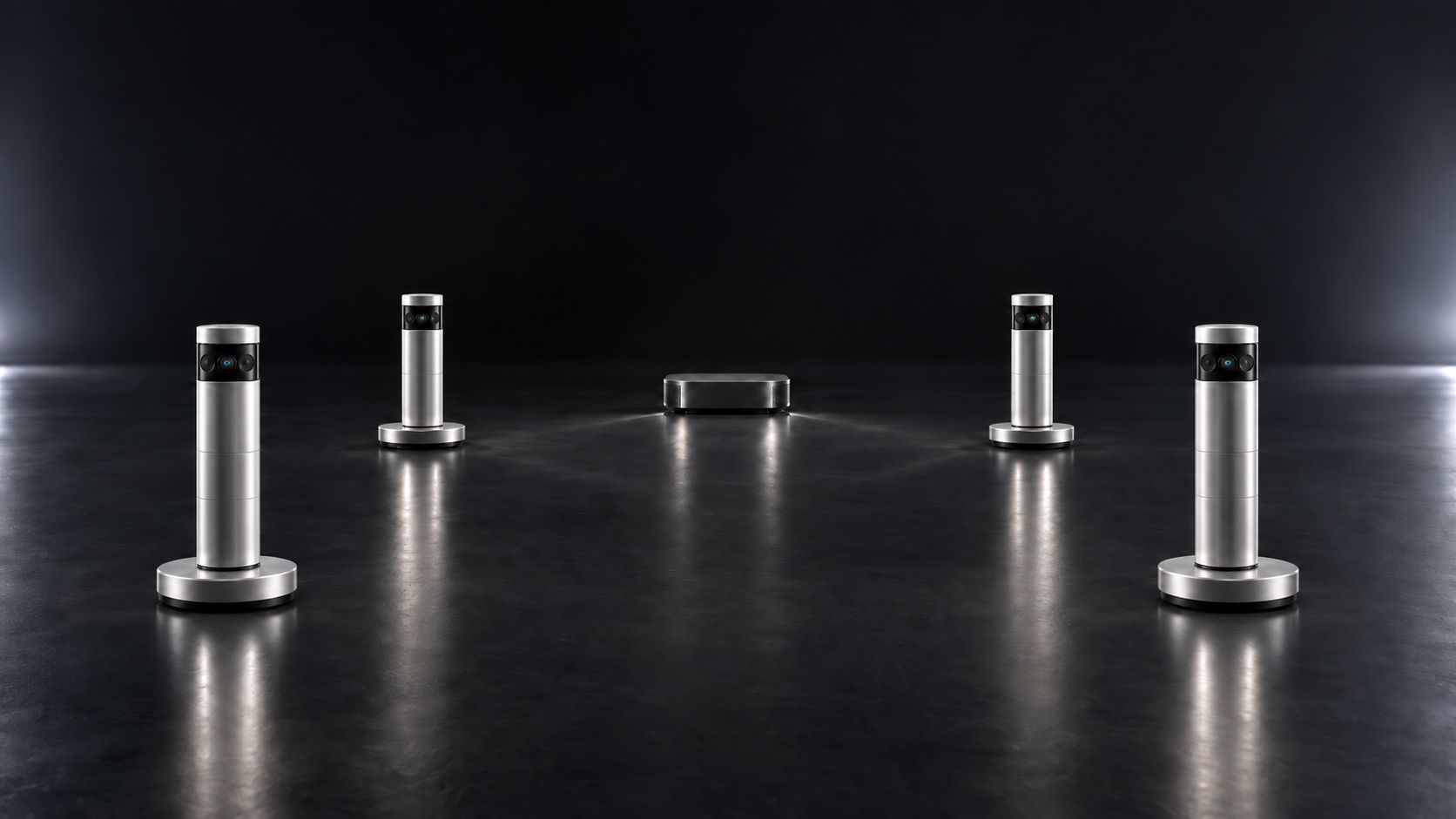 Concept rendering of four short Tower20 Motion Towers surrounding the optional avokadoPro game Hub